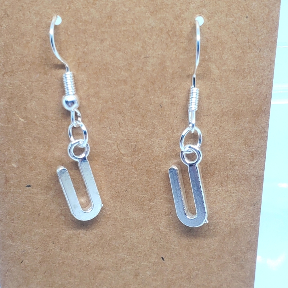7/$10 U Initial Earrings, New